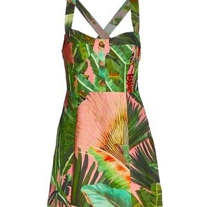 Farm Rio Amazonia palm pink green dress S 2 4